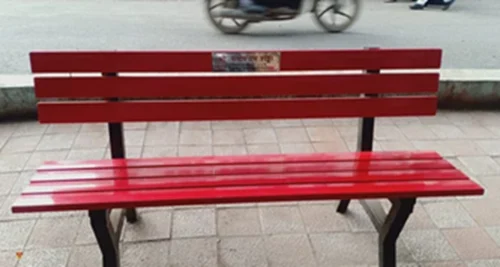 Metal Bench Red 3 Seater