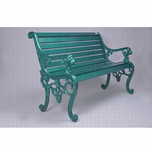 Iron Metal Park Outdoor Bench, 3 Seater, With Backrest
