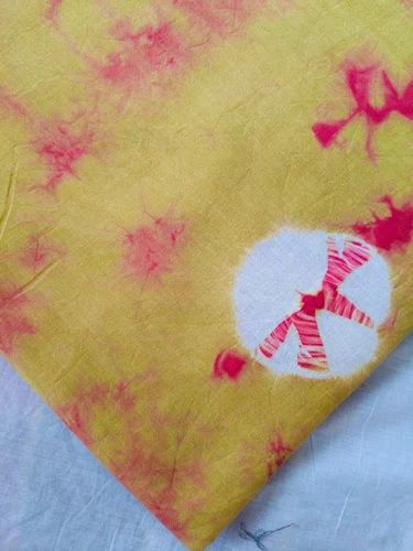 Yellow and Red Tie Dye Pure Cotton Fabric