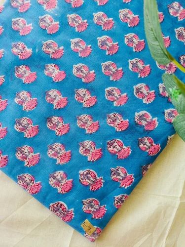 Blue colour pure cotton small buti printed fabric for kurties and Shirts