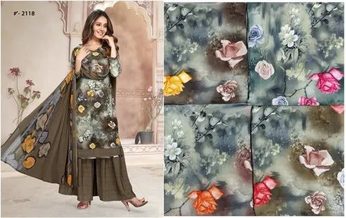 Vishwam Unstithced Semi Patiyala Printed Crepe Chudidar Materials, For Ladies Wear