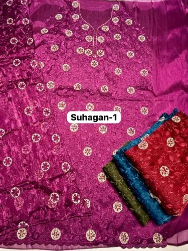 SUHAGAN Silk Embroidered Dress Material