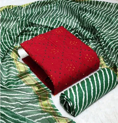 Cotton Bandhani Suit Material