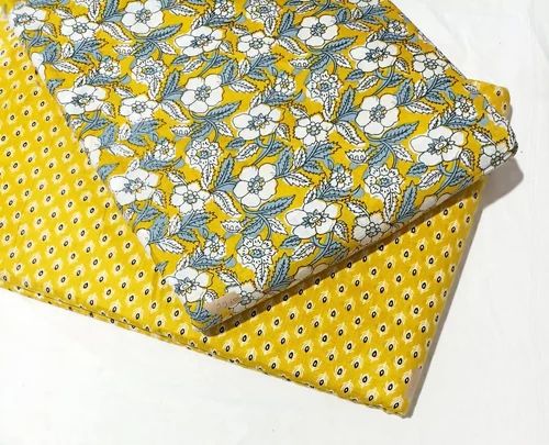 44inch Cotton Light Yellow Printed Suit Fabric