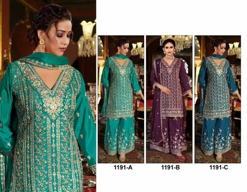 Designer Embroidery Suits, Semi Stitched