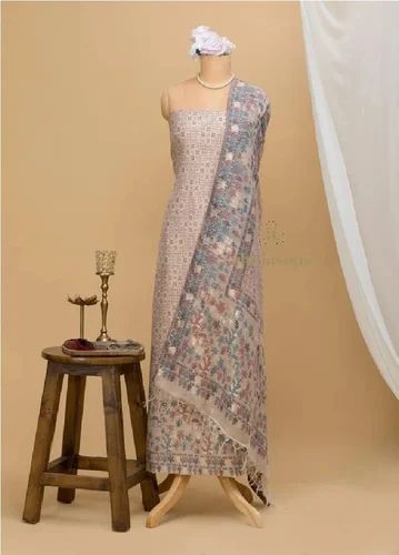 SKU AS01489617 Cotton Silk Suit With Zari Weaving, Unstitched