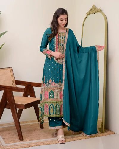 Printed Cotton Ladies Designer Kurti With Dupatta And Pant, 3-Piece Set