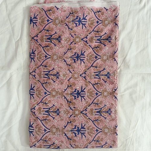 Peach Floral Printed Cotton Fabric