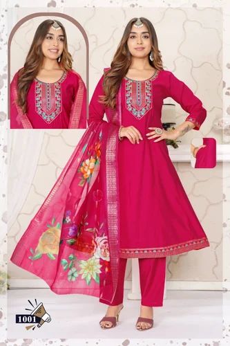 Roman Silk Ladies Churidar Suit, Zari