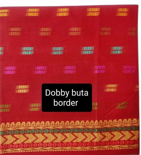 Dobby Boota border pure Cotton Blouse Pieces, Printed