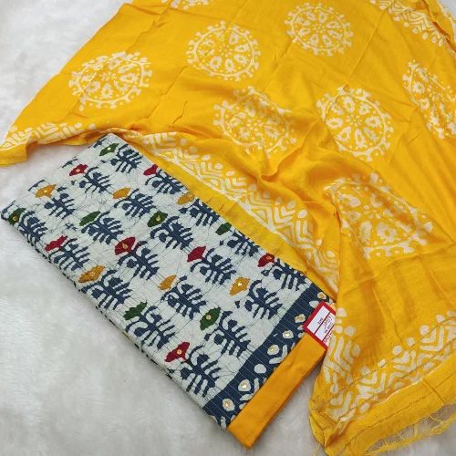 Denting Kantha Cotton Wax Batik Unstitched Churidar Materials
