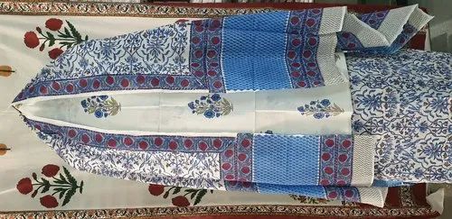 44-45" White,Pink Vinayakam Exports Block Printed Cotton Suits Fabric