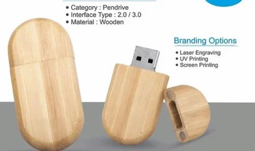 Promotional Wooden Pen Drive, Capacity: 64GB