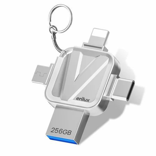 Verilux Pendrive 256GB, 4-in-1 Flash Drive for iPhone 4 in 1 Type C