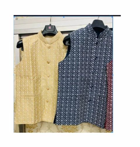 Multicolor Waistcoat For Men, Silk