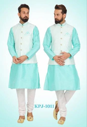 Dot Exports Silk Indian Ethnic Kurta Pyjamas Jacket, Adult