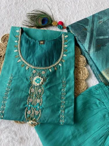 Casual Wear Designer Handwork Kurti Pant Duppta Set