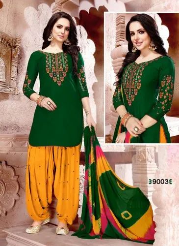 Party Wear New Designer Cotton Punjabi Salwar Suit, Patiala, 3-Piece Set
