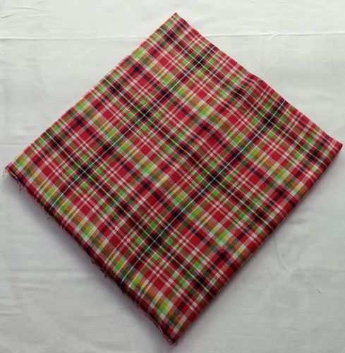 Red Cotton Madras Check Fabric
