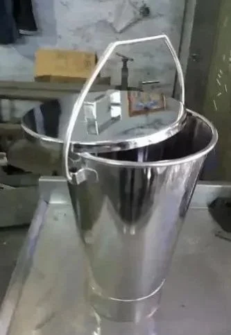 Polished Silver Stainless Steel Lid Bucket