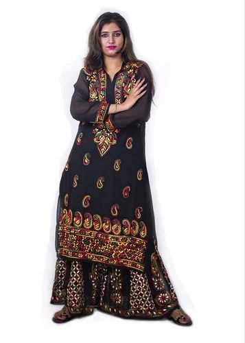 Georgette Kurti Sharara Set
