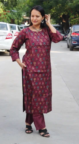 Modal Chanderi Ladies Printed Silk Kurti