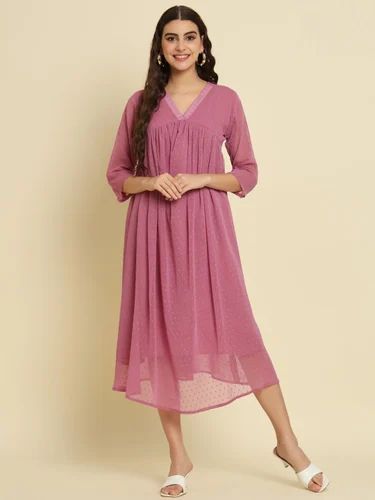 Women Self Design Chiffon Ethnic Dress