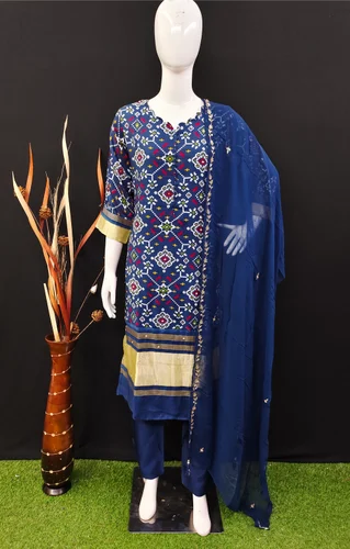 Straight Blue Pure Gaji Silk Kurti