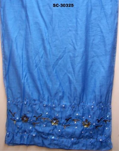 Cotton Blue Viscose Embroidery Beaded Stoles