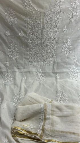 Mal Chanderi Unstitched Lucknowi Work And Highlighting