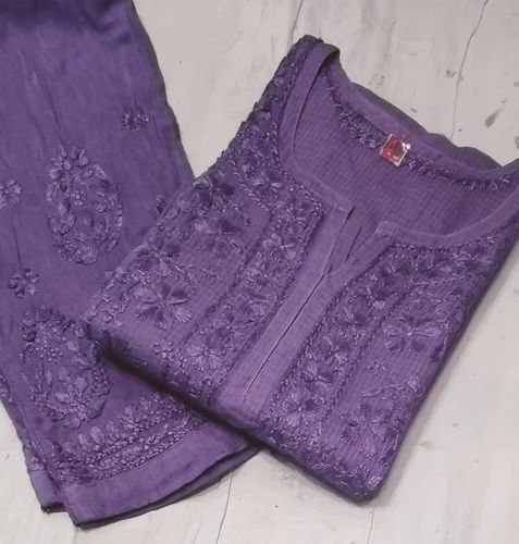 Straight Suit Fabric Kota lucknowi chikankari, Cotton