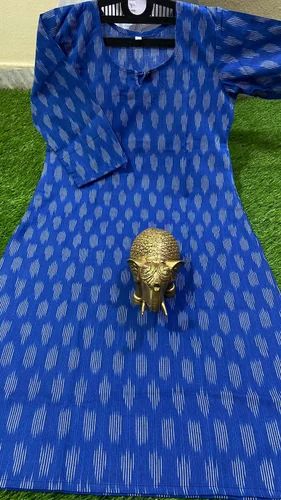 Cotton Ikkath Straight cut kurti, Size: L