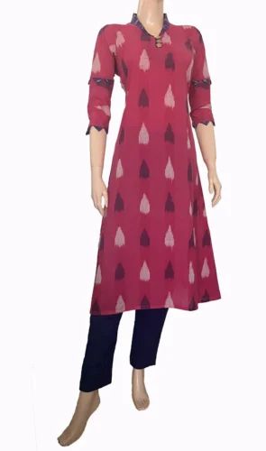 Ikat Cotton A line Kurta, Size: M