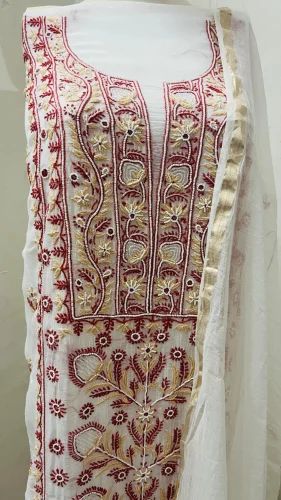 Lucknowi Chikankari Unstitched and semi stiched Suit, mal chnaderi