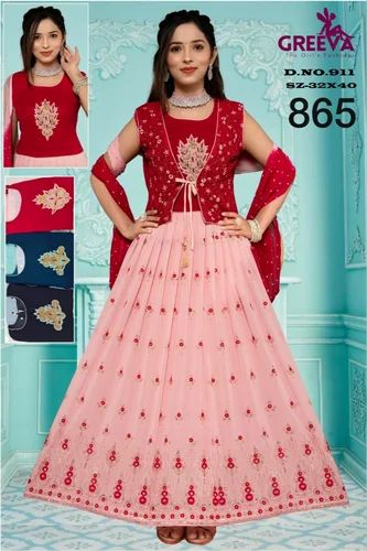 Solid Georgette Churidar Suits, Multi Colour