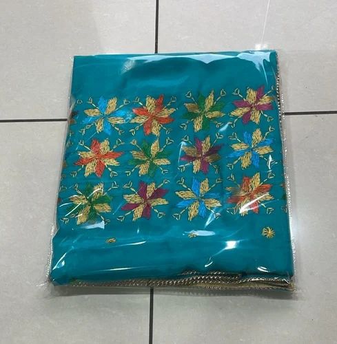 Cotton Ladies Sky Blue Phulkari Suits