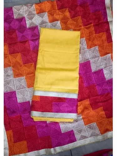 AC Tex Georgette Phulkari Suits, Unstitched
