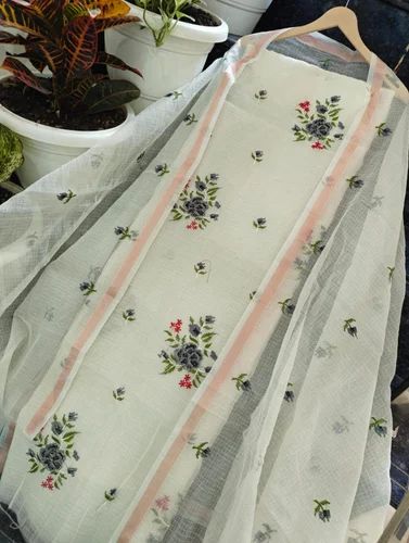 Floral Embroidery Unstitched Kota Doria Ladies Suit