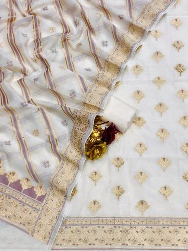 Banarasi Cotton Zari Buti Suit Fabric