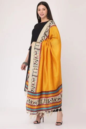 Yellow Dupatta Rayon Ladies Stitched Palazzo Suit