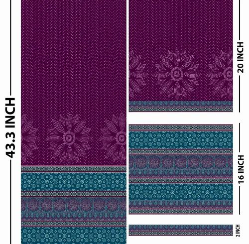 Violet Cotton Digital Printed Fabric