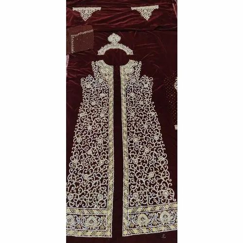 Party Wear 2.25 Meter Ladies Unstitched Designer Sherwani Suit, Chiffon