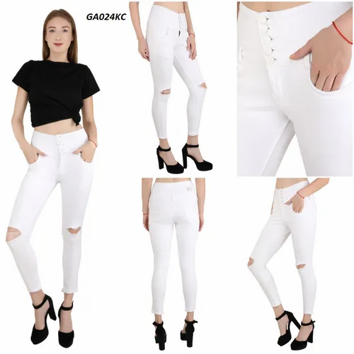 Skinny Fit Women Jeans with Knee Cut (Medium Wash)