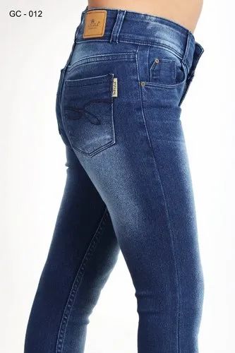 God's Club Blue Woman''s Skinny Fit High Waist 2 Button Jeans