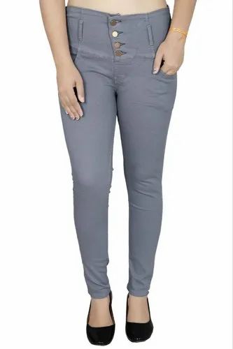 Skinny Button Women High Waist Jeans