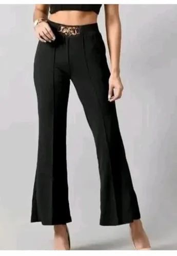 Plain Ladies Ring Bell Bottom Pant, Waist Size: 28.0