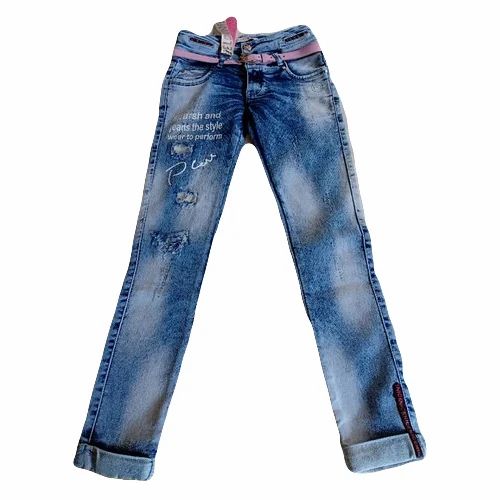 Blue Printed Denim Jeans