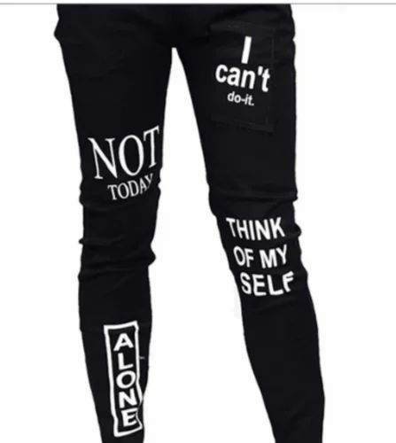 Regular Black Printed Denim Jeans, Button, High Rise