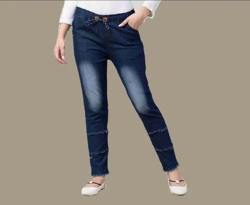 Women Blue Faded Denim Jogger