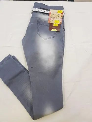 Regular Gray Ladies Grey Faded Denim Jeans, Waist Size: 28-36